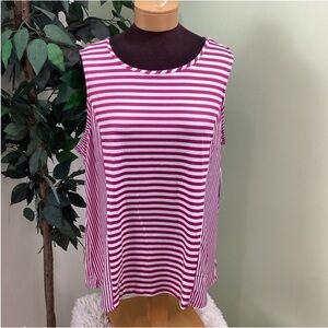 Croft & Barrow fuchsia & white striped tank top Woman’s size XXL